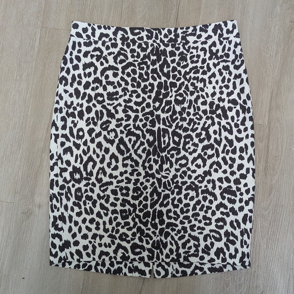 J. Crew Dresses & Skirts - J. Crew Brown and White Animal Print Preppy Secretary Skirt 2